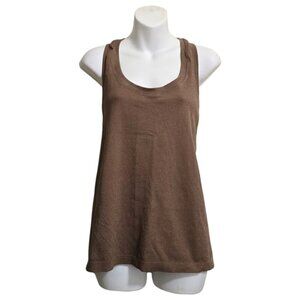 Athleta Momentum Seamless Racer Tank Top In Rustic Beige Shimmer Sz XL